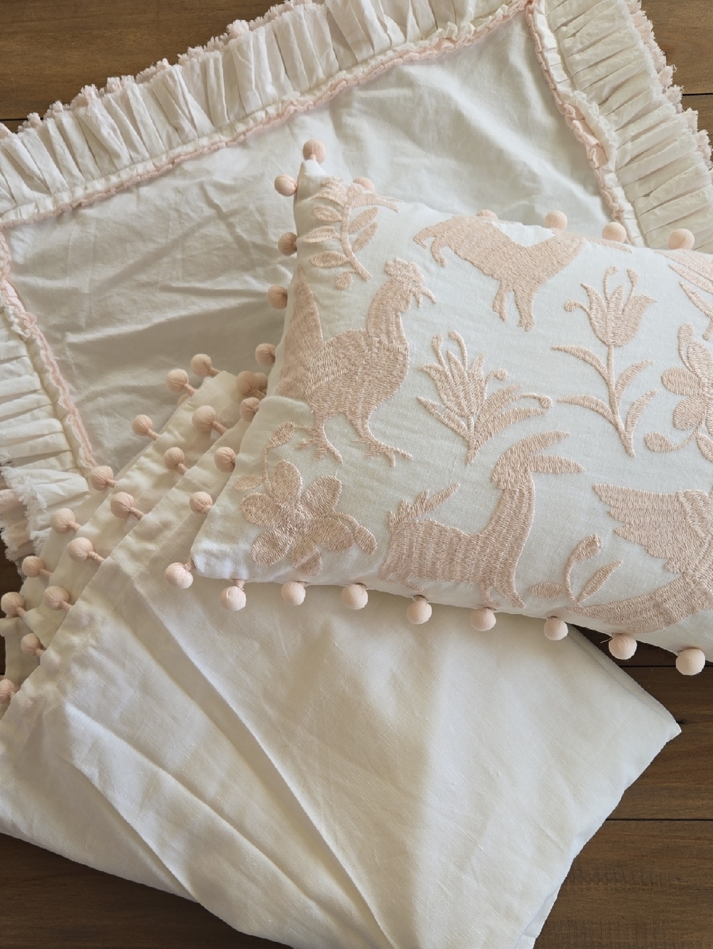 Restoration Hardware Pom Pom Pillow, Sham & Crib Skirt